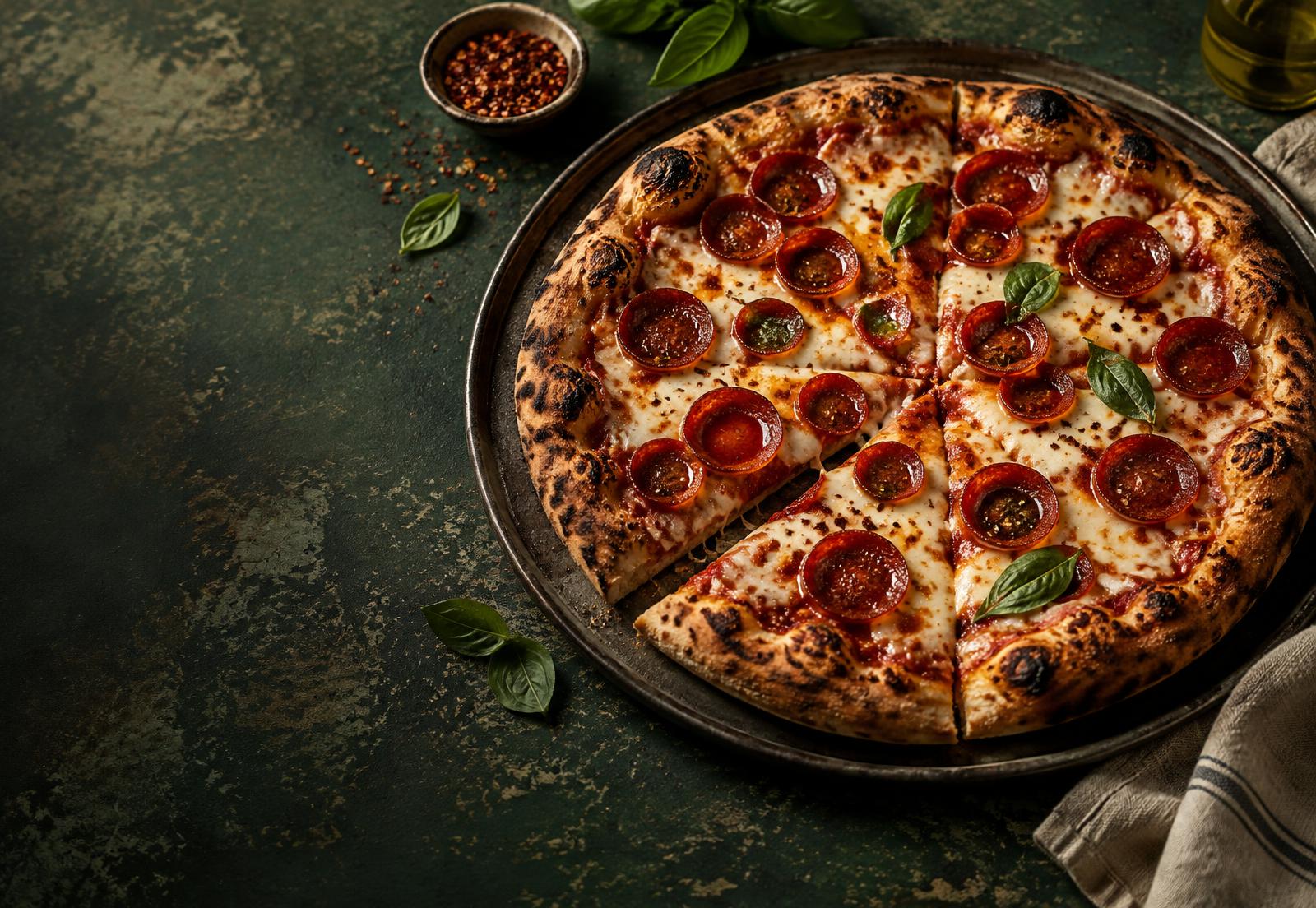 Fresh pepperoni pizza from Joel Pizza